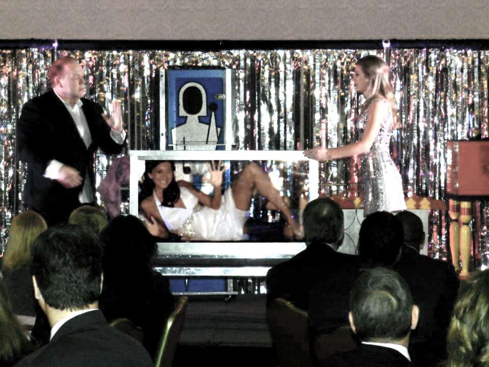 Magician Michael Clayton causes France Beard to appear during a Chamber Event Ridgeland Mississippi